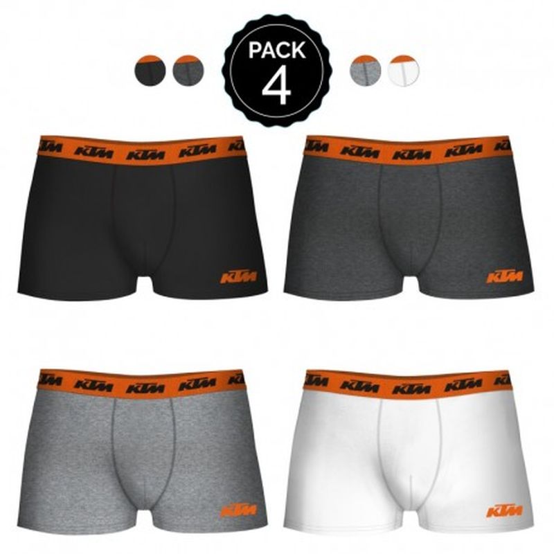 Set de 4 boxers KTM - colores surtidos - negro/gris oscuro/gris/blanco - Talla S