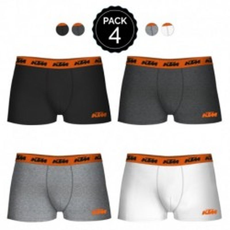 Set de 4 boxers KTM - colores surtidos - negro/gris oscuro/gris/blanco - Talla XXL