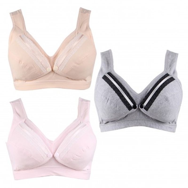 Set 3pcs Sujetador ASSISTANT de lactancia - apertura frontal - algodón