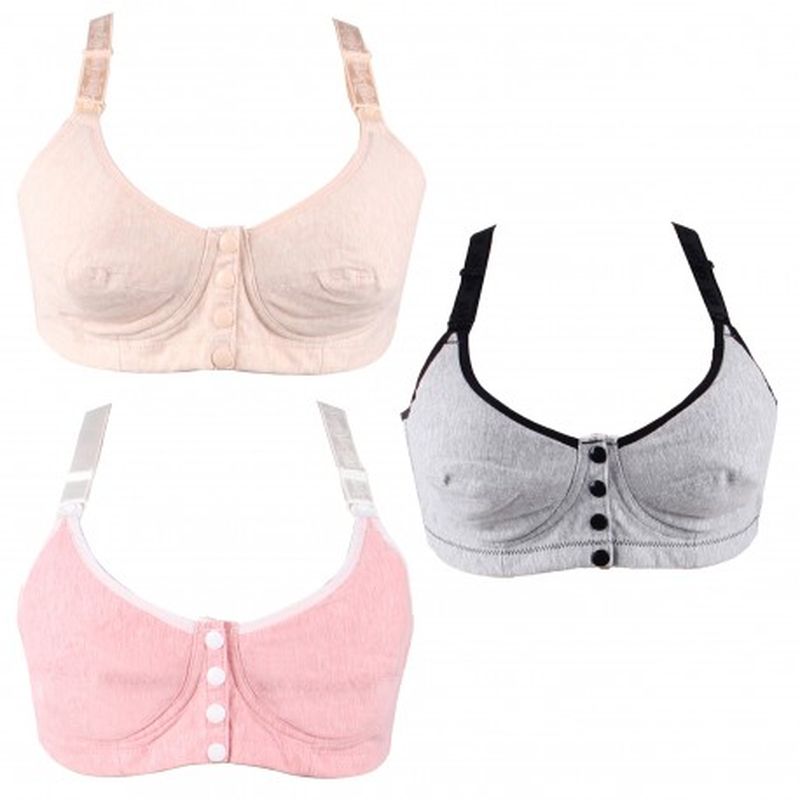 Set 3pcs Sujetador NURSE de lactancia - apertura frontal - algodón