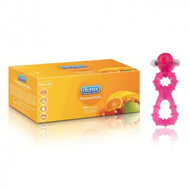 Set preservativos DUREX - Pleasure fruits - y estimulador clítoris / anillo pene