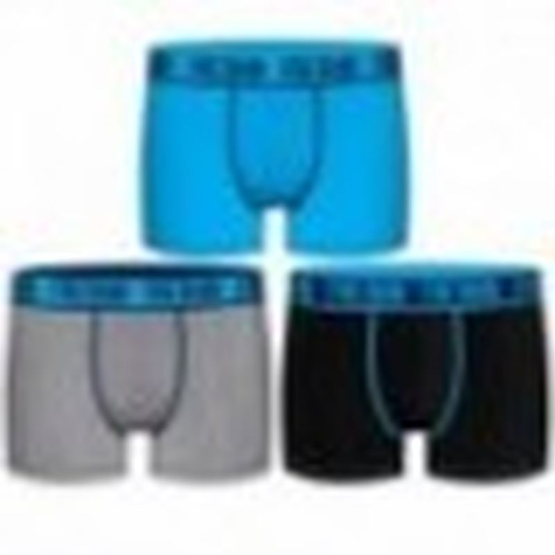 Set 3pcs en negro / azul / gris - Boxers para hombre, en 95% algodón 5% elastano  - FREEGUN