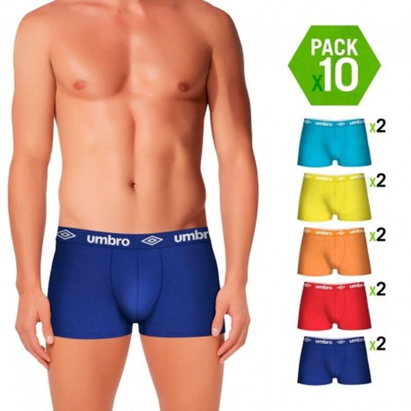 Set 10 Boxers UMBRO color-multicolor  - 65% polyester 35% algodón - Talla L