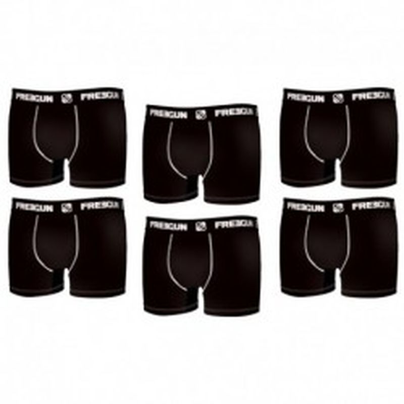 Set 6pcs en negro - Boxers para hombre, en 95% algodón 5% elastano  - FREEGUN