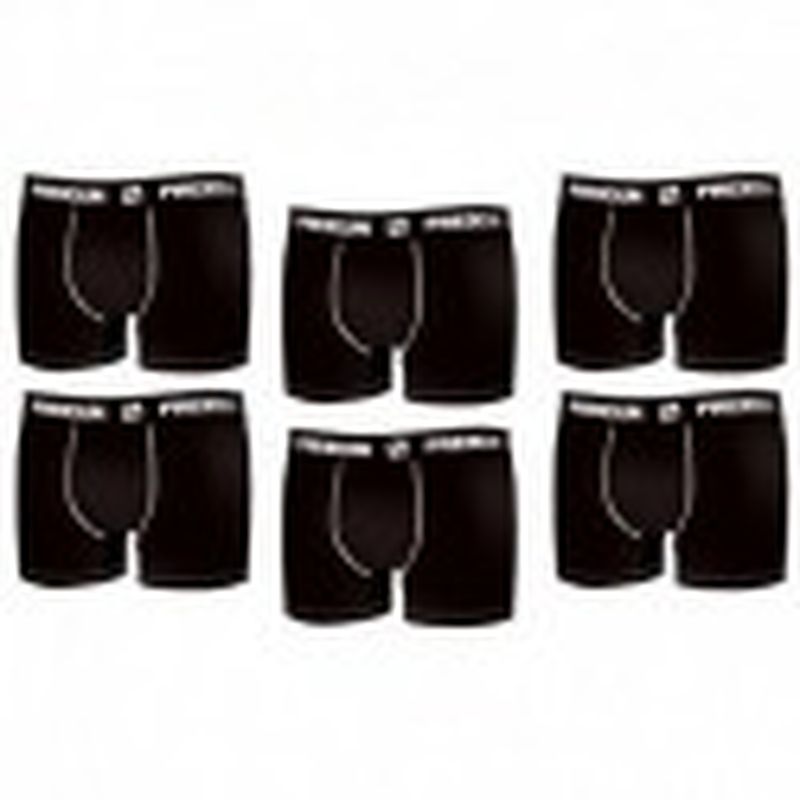Set 6pcs en negro - Boxers para hombre, en 95% algodón 5% elastano  - FREEGUN