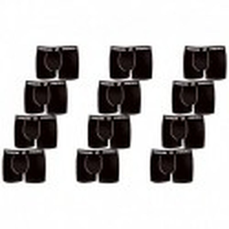 Set 12pcs en negro - Boxers para hombre, en 95% algodón 5% elastano  - FREEGUN