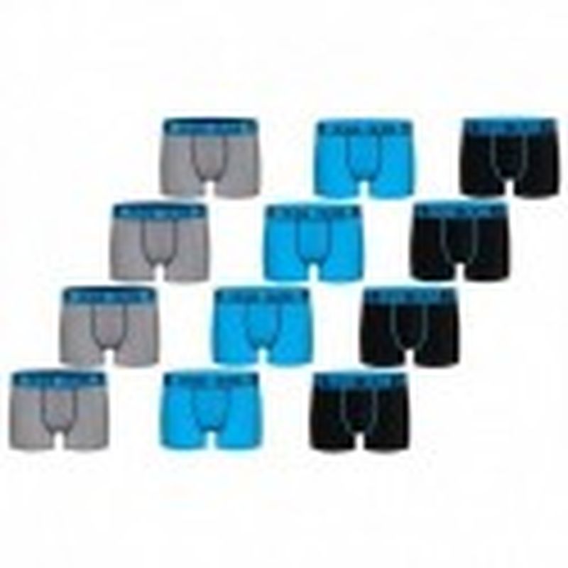 Set 12pcs en negro / azul / gris - Boxers para hombre, en 95% algodón 5% elastano  - FREEGUN