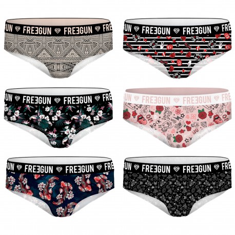 Pack 6pcs Surtido braguitas tipo slip FREEGUN - Talla XXL