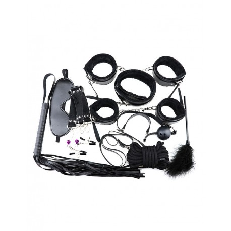 Juguetes sexuales adultos: set de BONDAGE de cuero negro