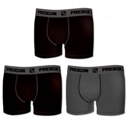 Set 3pcs en negro / gris - Boxers para hombre, en 95% algodón 5% elastano  - FREEGUN