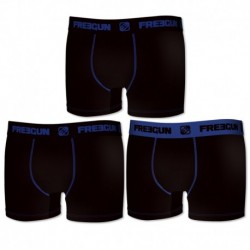 Set 3pcs en multicolor (negro y azul) - Boxers para hombre, en 95% algodón 5% elastano  - FREEGUN