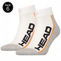 39/42 Set 6 pares - calcetines tobilleros HEAD - unisex - Blanco/Gris - talla 39/42