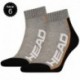 39/42 Set 6 pares - calcetines tobilleros HEAD - unisex - Gris/Negro - talla 39/42