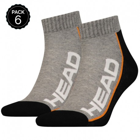 43/45 Set 6 pares - calcetines tobilleros HEAD - unisex - Gris/Negro - talla 43/45
