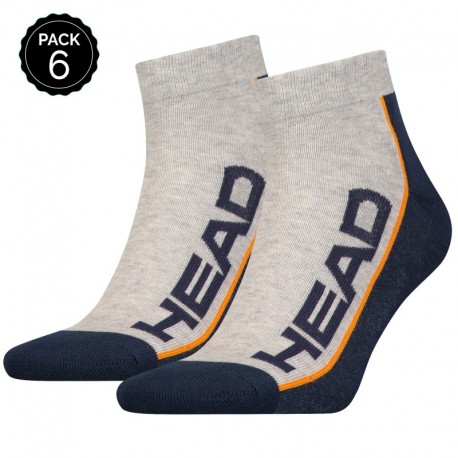 43/45 Set 6 pares - calcetines tobilleros HEAD - unisex - Gris/Marino - talla 43/45