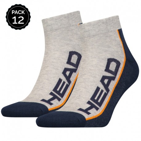 43/45 Set 12 pares - calcetines tobilleros HEAD - unisex - Gris/Marino - talla 43/45
