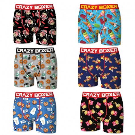 Set 6 boxer Crazy Boxer "Nature" - microfibra (92% poliéster - 8% elastano) - multicolor