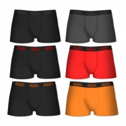 Boxer set 6pcs - 3 Negro / Gris / Rojo / Naranja - microfibra (92% poliéster - 8% elastano)