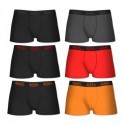 Boxer set 6pcs - 3 Negro / Gris / Rojo / Naranja - microfibra (92% poliéster - 8% elastano)