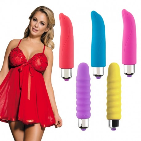 Set Picardías y noches: juego de picardías y vibrador 4 velocidades