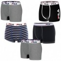 Talla L: Set 5 Boxer SURTIDOS marca FILA, multicolor, rayas y estampados