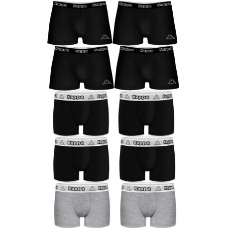 Talla S: Set 10pcs Boxers KAPPA - negro y multicolor - 95% algodón