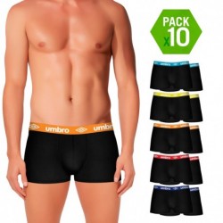 Set 10 Boxer UMBRO negros con cintura - multicolor - 100% algodón -