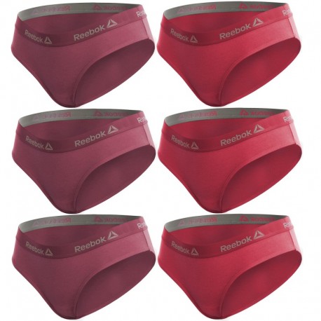 Talla S: Set de Set 6 culottes deportivos para mujer REEBOK - Rosa fuerte + Rosa - 95% algodón 5% elastano