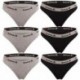 Talla L: Pack de 6 TANGAS depotivos para mujer Gris + Negro - 95% algodón 5% elastano