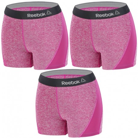 Talla XS: Set 3 SHORTS deportivos deportivo para mujer REEBOK - cintura alta - Morado - 92% poliéster 8% elastano