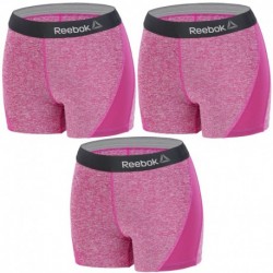Talla L: Set 3 SHORTS deportivos deportivo para mujer REEBOK - cintura alta - Morado - 92% poliéster 8% elastano