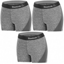 Talla M: Set 3 SHORTS deportivos deportivo para mujer REEBOK - cintura alta - Gris - 92% poliéster 8% elastano