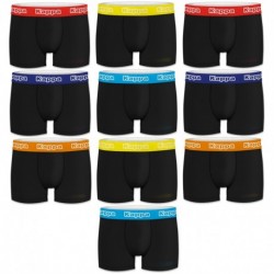 Talla M: Set 10pcs BOXERS hombre - negros/cintura color - 100% algodón
