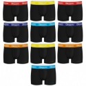 Talla S: Set 10pcs BOXERS hombre - negros/cintura color - 100% algodón