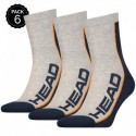 35/38 Set 6 pares - calcetines "running" HEAD - unisex - Gris/Marino - talla 35/38
