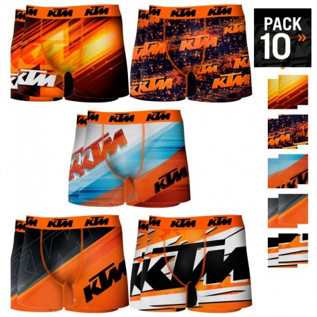 Talla M: Set 10 Boxer KTM - microfibra (92% poliéster - 8% elastano) - multicolor