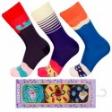 Talla: 43/46 3pares Calcetines de vestir en caja - ideal para regalo - Algodón BIO- Crazy Socks - divertidos y originales