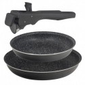Set 2 sartenes 20+26cm aluminio prensado aptas inducción Click & cook black CON mango Click & cook