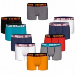 Talla S: Set 10 Boxers básicos FREEGUN, 90% algodón 10% elastano, multicolor