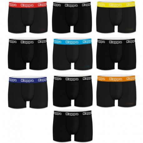 Talla M: Set 10pcs BOXERS hombre - negros+negros/cintura color - 100% algodón