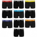 Talla XL: Set 10pcs BOXERS hombre - negros+negros/cintura color - 100% algodón