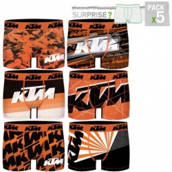 Talla L: Set 5 Boxers SURTIDOS KTM - microfibra (92% poliéster - 8% elastano) - multicolor