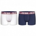 Talla XL: Set 2 Boxers básicos FREEGUN, 95% algodón 5% elastano, multicolor Azul/Blanco