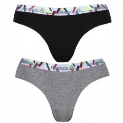 Talla XS: Set 2 Womens Reebok braguitas colección PAYTON - gris y negro - 95% algodón 5% elastano