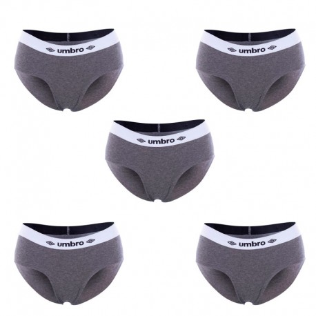 Talla XL: Pack 5 braguitas deportivas mujer UMBRO color gris