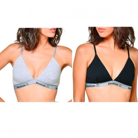 Talla M: Pack 2 TOPS deportivos para mujer REEBOK - Gris Negro - 95% algodón 5% elastano