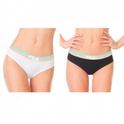 Talla L: Pack 2 Slips deportivos FILA - Negro Blanco - 95% algodón 5% elastano