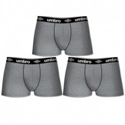Talla L: Pack de 3 Boxer UMBRO - Gris - 100% algodón