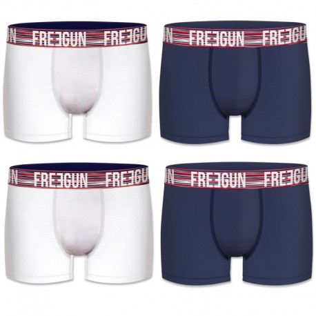 Pack 4 calzoncillos boxer basicos FREEGUN en color azul y blanco