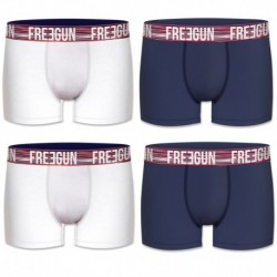 Pack 4 calzoncillos boxer basicos FREEGUN en color azul y blanco